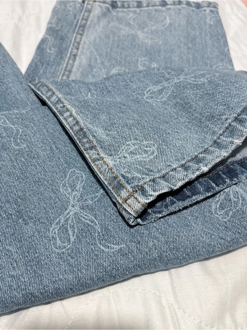 Light Blue High Rise Women’s  Denim Jeans with Ribbon design